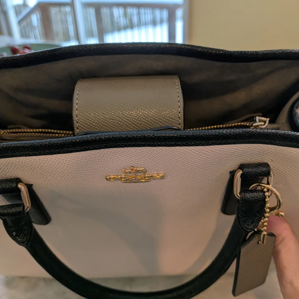 Coach Margot Satchel In Chalk/Fog Colorblock, Nwot. Classic Feminine Lux